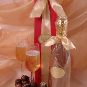 chocolate wine bottle filled with truffles