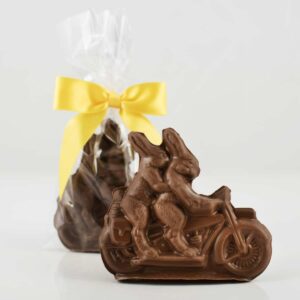 Chocolate Solid Bunnies on Motorcycle